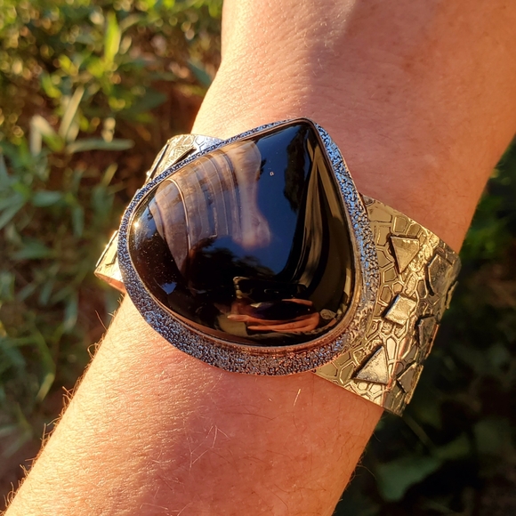 New Banded Agate 925 Silver Cuff Bracelet. - Picture 9 of 15